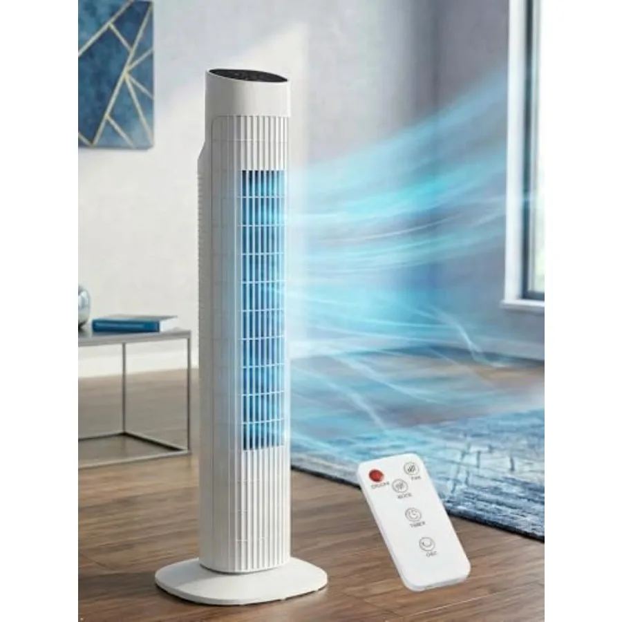 31" Electric Tower Fan That Blow Cold Air, Quiet Cooling Fan with Oscillation 7.5H Timer, Portable Floor Bladeless Standing Fan
31" Electric Tower Fan That Blow Cold Air, Quiet Cooling Fan with Oscillation 7.5H Timer, Portable Floor Bladeless Standing Fan