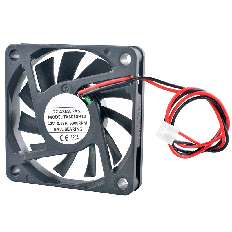 TX6010H12 6cm Dual Ball Bearing High-Speed Cooling Fan 60mm X 10mm DC12V 0.18A 2-Pin for Power Supply Chassis
TX6010H12 6cm Dual Ball Bearing High-Speed Cooling Fan 60mm X 10mm DC12V 0.18A 2-Pin for Power Supply Chassis