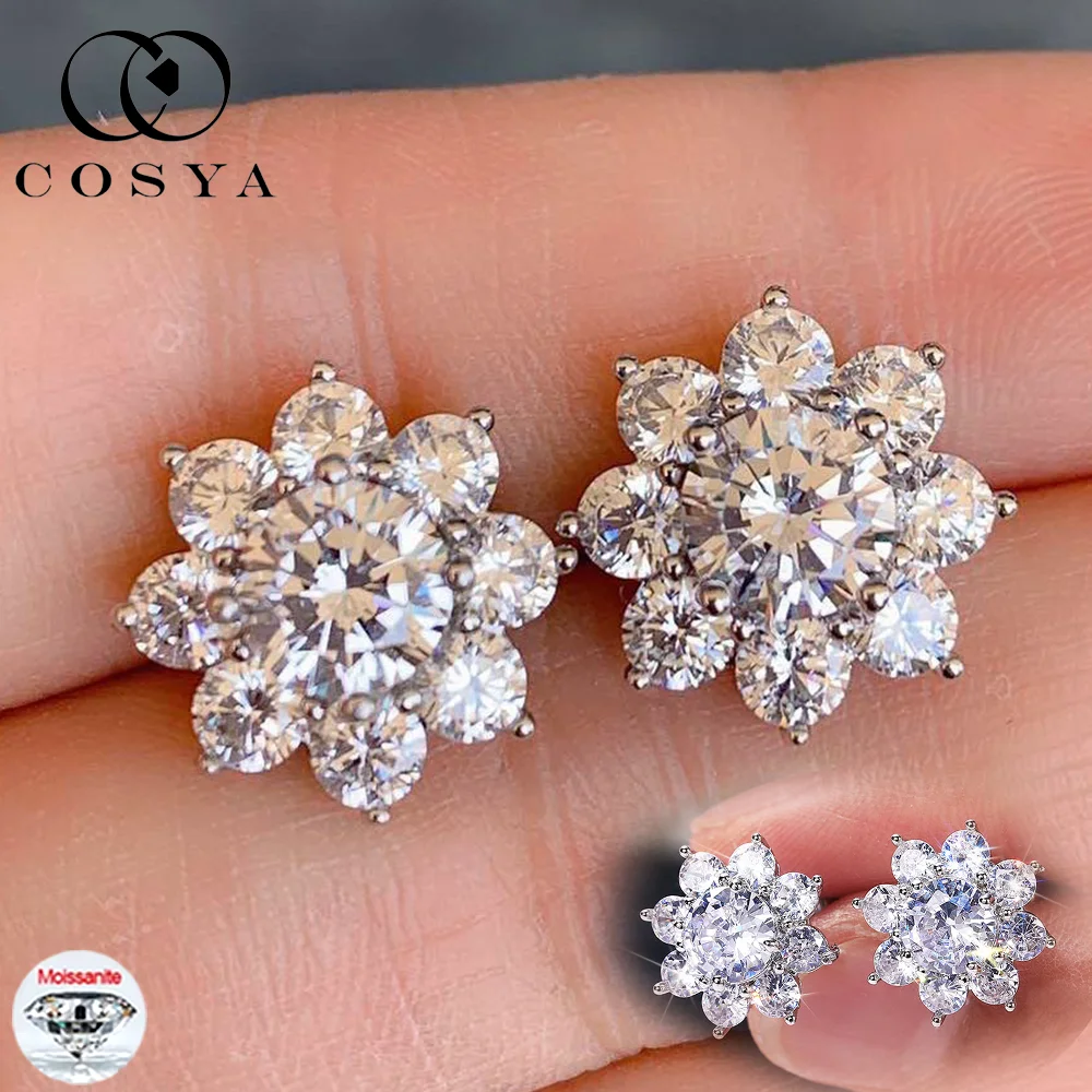 COSYA D VVS1 Moissnaite Flower Earrings For Women S925 Sterling Sliver Plated Lab Diamond Ear Stud Wedding Fine Jewelry
COSYA D VVS1 Moissnaite Flower Earrings For Women S925 Sterling Sliver Plated Lab Diamond Ear Stud Wedding Fine Jewelry