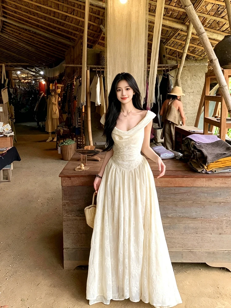 Elegant Pure Desire Style Women's Summer New White Long Dress Slimming Waist Cinched Boat Neckline French Style Casual Dress
Elegant Pure Desire Style Women's Summer New White Long Dress Slimming Waist Cinched Boat Neckline French Style Casual Dress