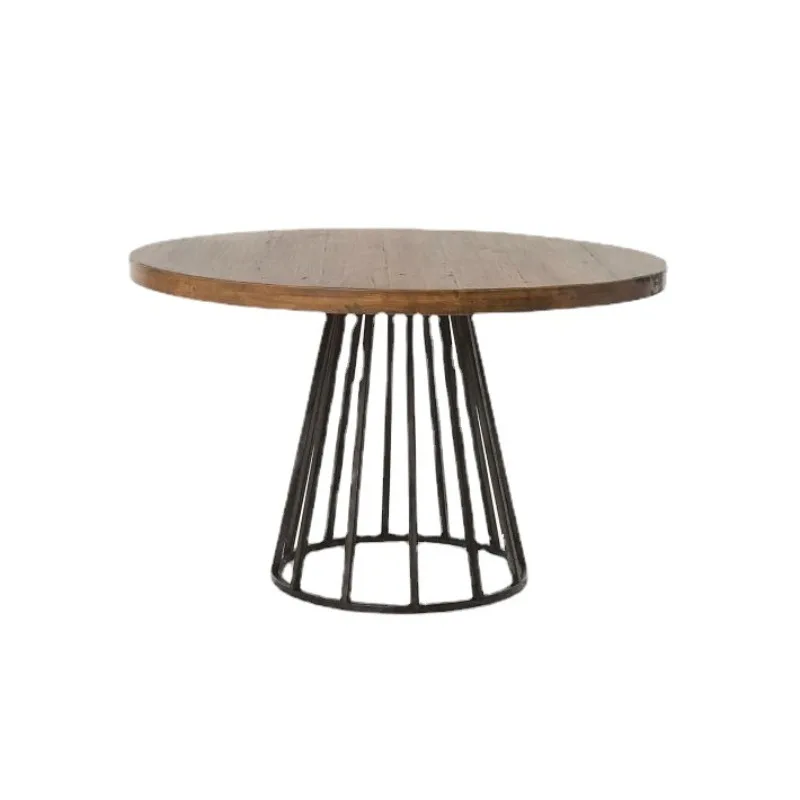 Solid wood creative leisure commercial reception restaurant box wrought iron retro simple round table
Solid wood creative leisure commercial reception restaurant box wrought iron retro simple round table