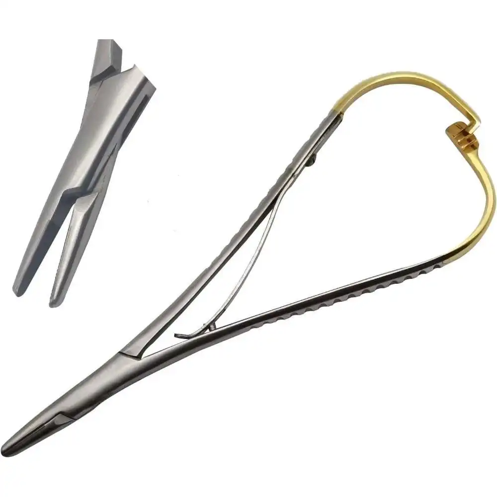 Dentistry Straight Head Needle Holder, Curved Gold Plated Handle Stainless Steel Forceps Orthodontic Surgical Instrument Plier
Dentistry Straight Head Needle Holder, Curved Gold Plated Handle Stainless Steel Forceps Orthodontic Surgical Instrument Plier