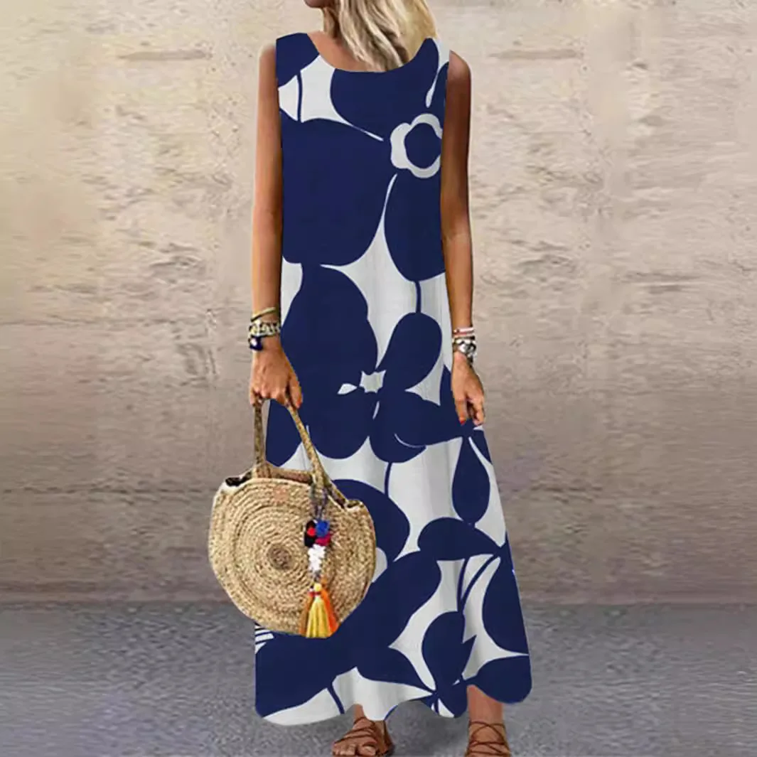 2025 spring and summer new fashion casual printed round neck mid-length sleeveless dress
2025 spring and summer new fashion casual printed round neck mid-length sleeveless dress