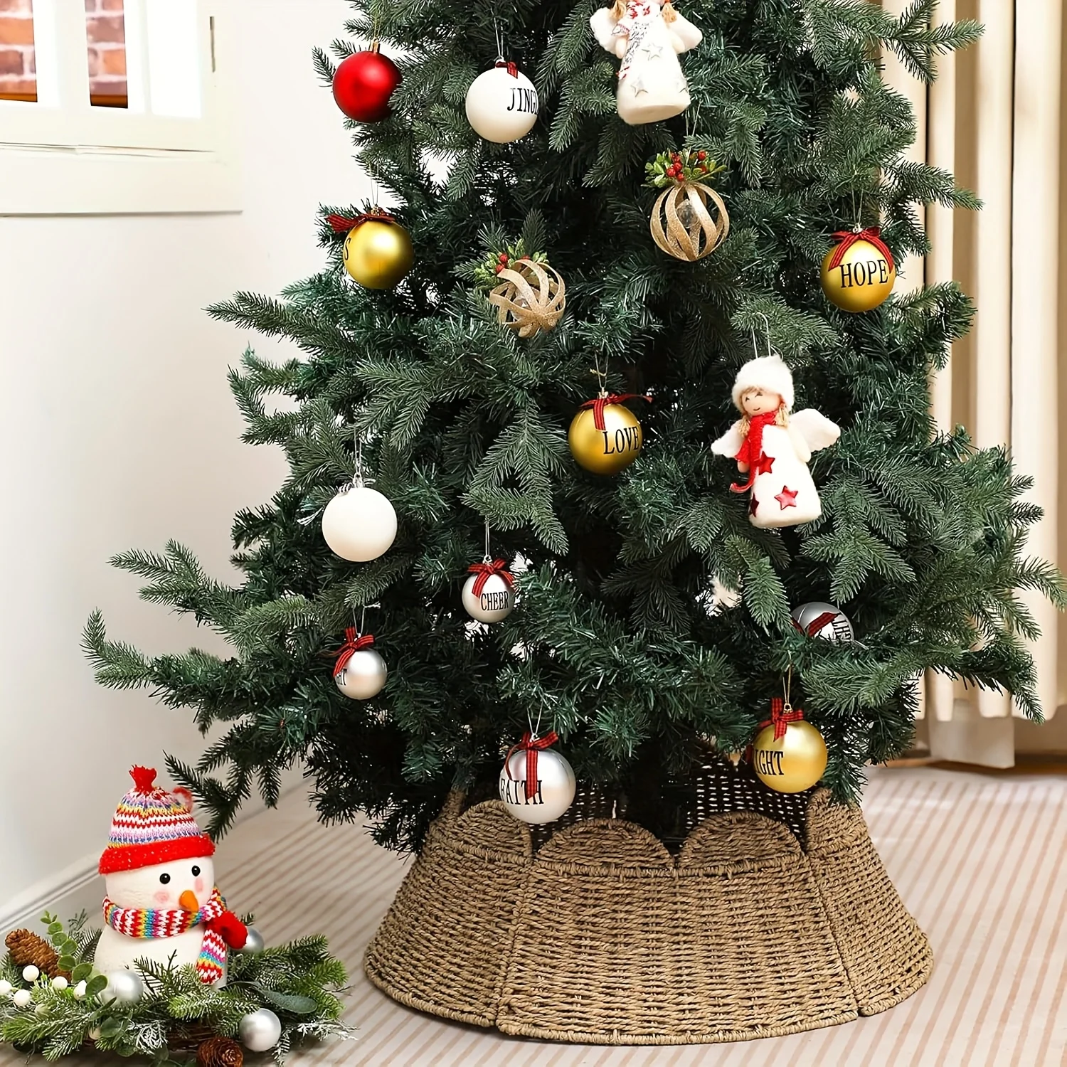 Woven Scallop Christmas Tree Collar Rattan Christmas Tree Ring Farmhouse Natural Woven Rustic Base Cover Skirt for Xmas Decoration HomeRelax
Woven Scallop Christmas Tree Collar Rattan Christmas Tree Ring Farmhouse Natural Woven Rustic Base Cover Skirt for Xmas Decoration HomeRelax