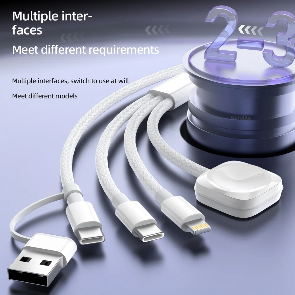 3-in-2 USB C data cable suitable for Apple Watch charger with multiple fast charging
3-in-2 USB C data cable suitable for Apple Watch charger with multiple fast charging