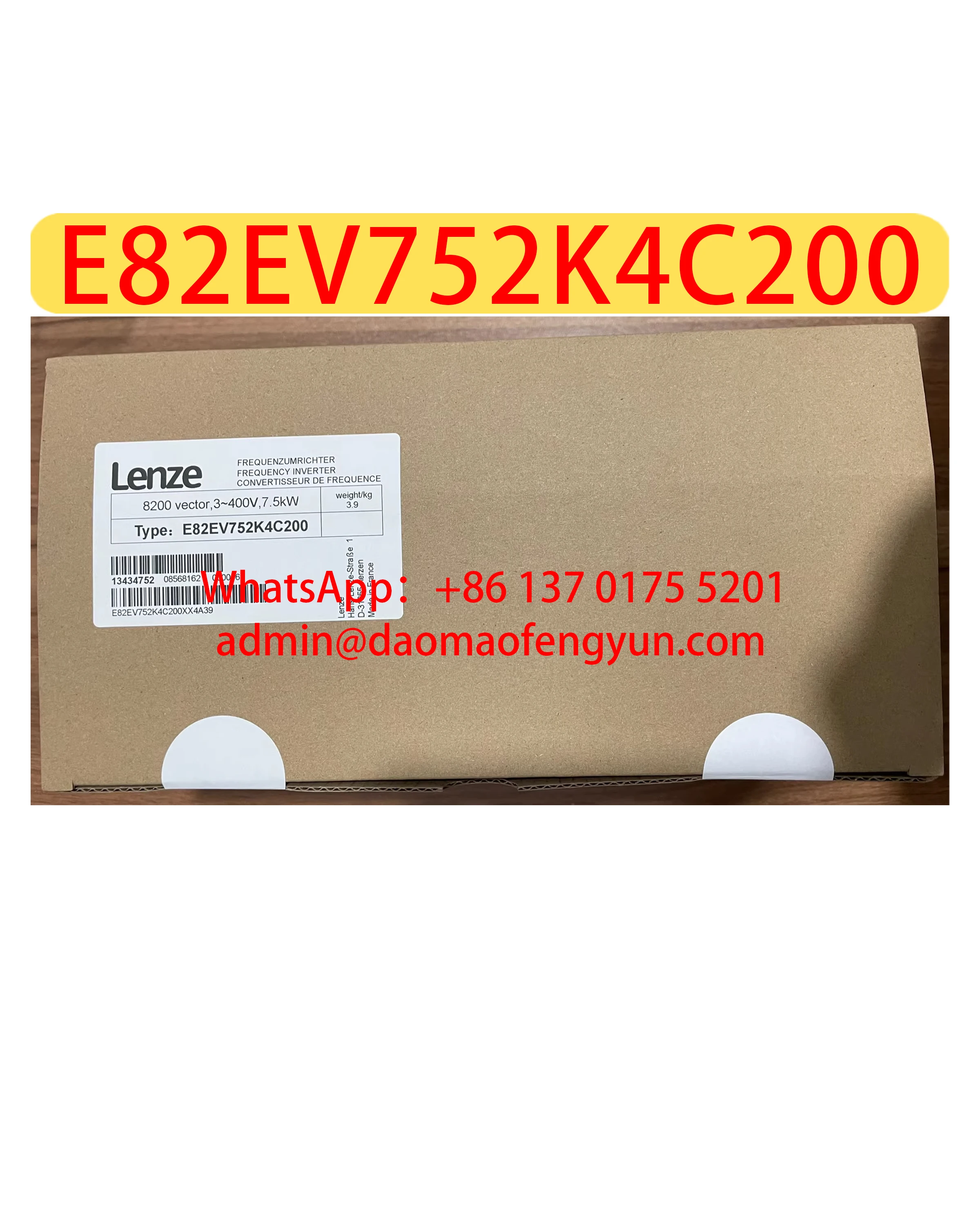 8200 Series E82EV752K4C200 Brand New Frequency Converter 7.5 kW power rating,3-400V three-phase power,Fast shipping
8200 Series E82EV752K4C200 Brand New Frequency Converter 7.5 kW power rating,3-400V three-phase power,Fast shipping
