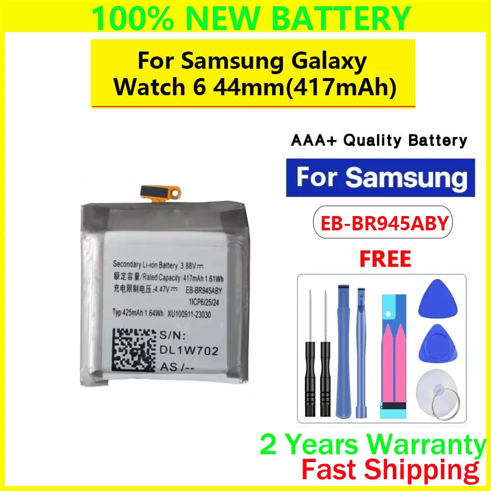 Новый оригинальный аккумулятор EB-BR945ABY 417 мАч для Samsung Galaxy Watch 6 44 мм, высококачественные аккумуляторы с бесплатными инструментами
Новый оригинальный аккумулятор EB-BR945ABY 417 мАч для Samsung Galaxy Watch 6 44 мм, высококачественные аккумуляторы с бесплатными инструментами