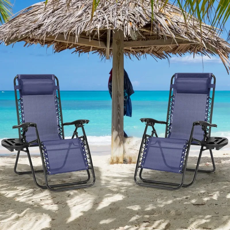 Outdoor Lounge Chairs, Camping Chair with Adjustable Pillow & Cup Holder Trays for Patio Beach, Blue
Outdoor Lounge Chairs, Camping Chair with Adjustable Pillow & Cup Holder Trays for Patio Beach, Blue