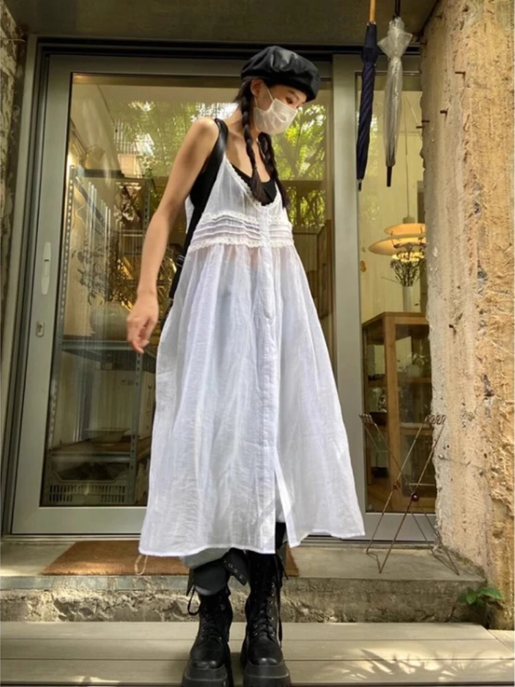 Elegant Fashion White Lace Dress for Women 2025 Summer New Backless Camisole Dresses Y2k Mid-length Loose Vestidos Mujer
Elegant Fashion White Lace Dress for Women 2025 Summer New Backless Camisole Dresses Y2k Mid-length Loose Vestidos Mujer