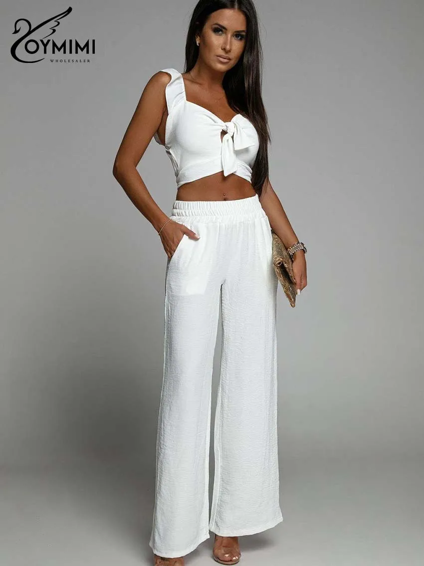 Oymimi Elegant White Women's Two Pieces Set Fashion Slip Open Back Slim Crop Tops And Straight Pockets Trousers Sets Streetwear
Oymimi Elegant White Women's Two Pieces Set Fashion Slip Open Back Slim Crop Tops And Straight Pockets Trousers Sets Streetwear
