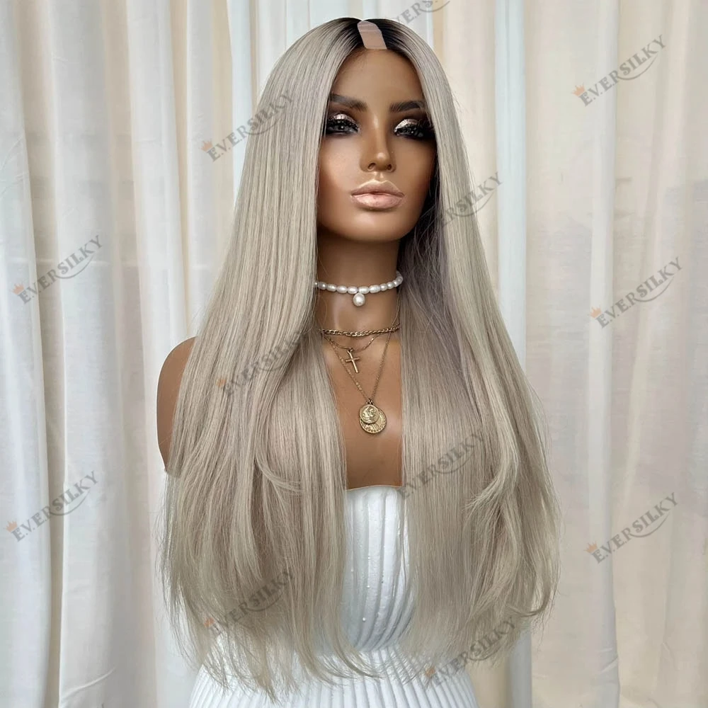 Natural Straight Human Hair Ash Blonde Grey Tone Black Women Dark Root Glueless U Part Wigs Remy Peruvian Hair V Part Wigs
Natural Straight Human Hair Ash Blonde Grey Tone Black Women Dark Root Glueless U Part Wigs Remy Peruvian Hair V Part Wigs