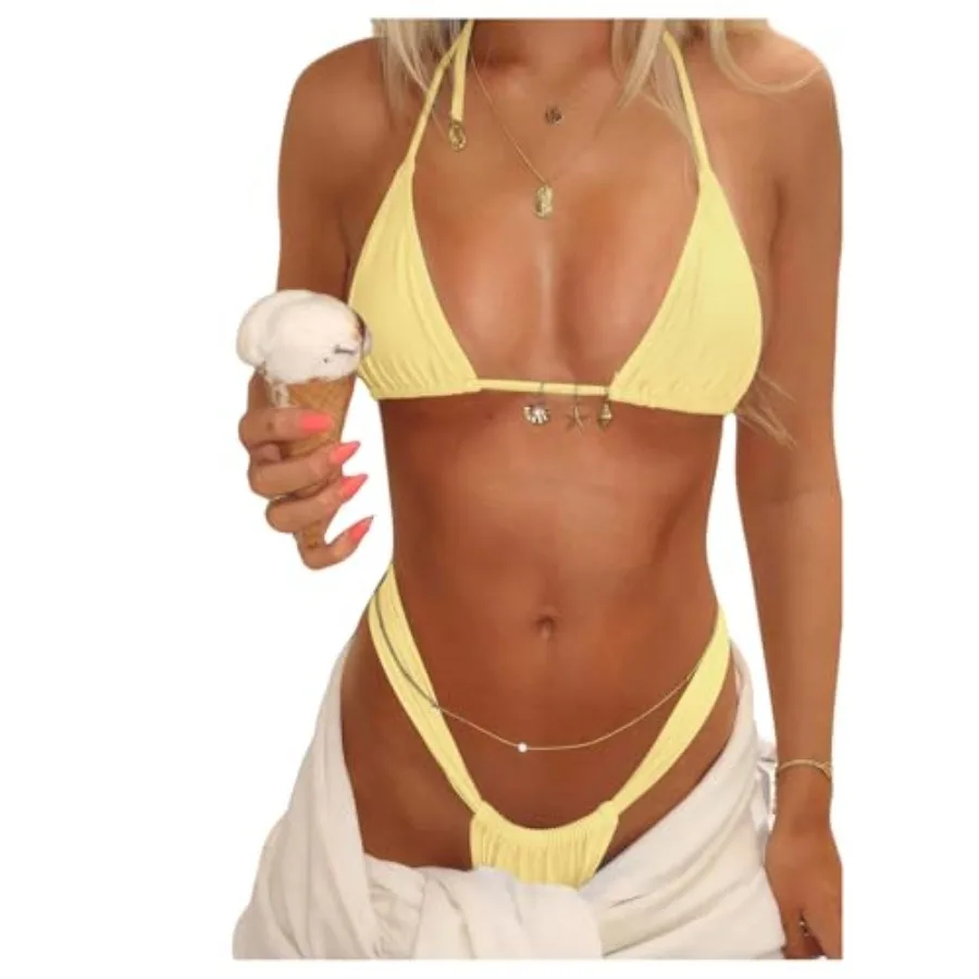 SOLY HUX Women's Halter String Bikini Sets High Cut Cheeky Thong Sexy Two Pcs Swimsuits Bathing Suit
SOLY HUX Women's Halter String Bikini Sets High Cut Cheeky Thong Sexy Two Pcs Swimsuits Bathing Suit