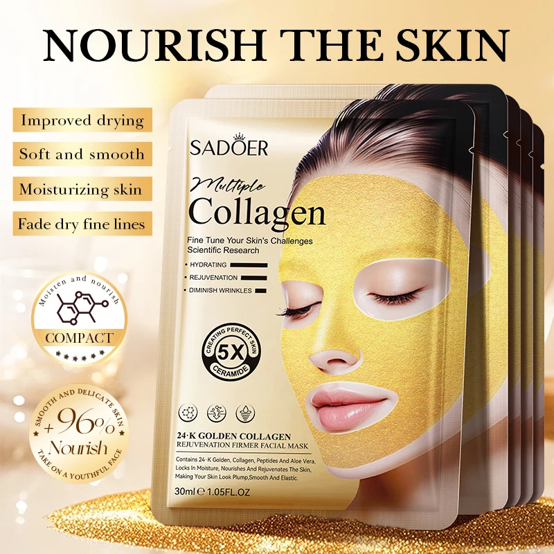 7-Piece Set of Gold Collagen Anti-Wrinkle Firming Mask, Luxurious Gold Collagen Mask for Women, Hydrating and Moisturizing, Pore Shrinking, Gentle Oil Control Mask
7-Piece Set of Gold Collagen Anti-Wrinkle Firming Mask, Luxurious Gold Collagen Mask for Women, Hydrating and Moisturizing, Pore Shrinking, Gentle Oil Control Mask