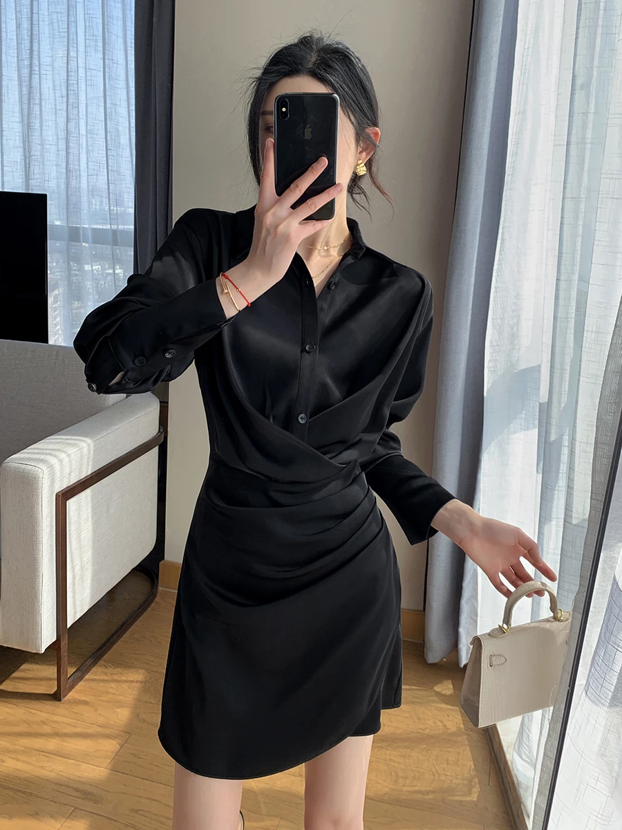 Ele Bla irt Dr Women's Spring Faion 2025 Sve Long Waist Cinched High Waist Polyester Fiber Commute Sle
Ele Bla irt Dr Women's Spring Faion 2025 Sve Long Waist Cinched High Waist Polyester Fiber Commute Sle