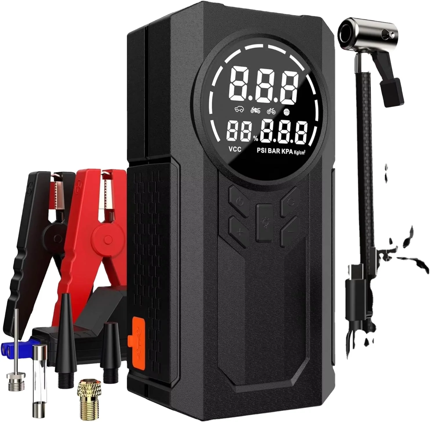 Portable Smart Car Air Inflator Tyre Pump 8000mAh Battery With Jumper Starter 150psi 12v Car Air Pump And Jump Starter
Portable Smart Car Air Inflator Tyre Pump 8000mAh Battery With Jumper Starter 150psi 12v Car Air Pump And Jump Starter