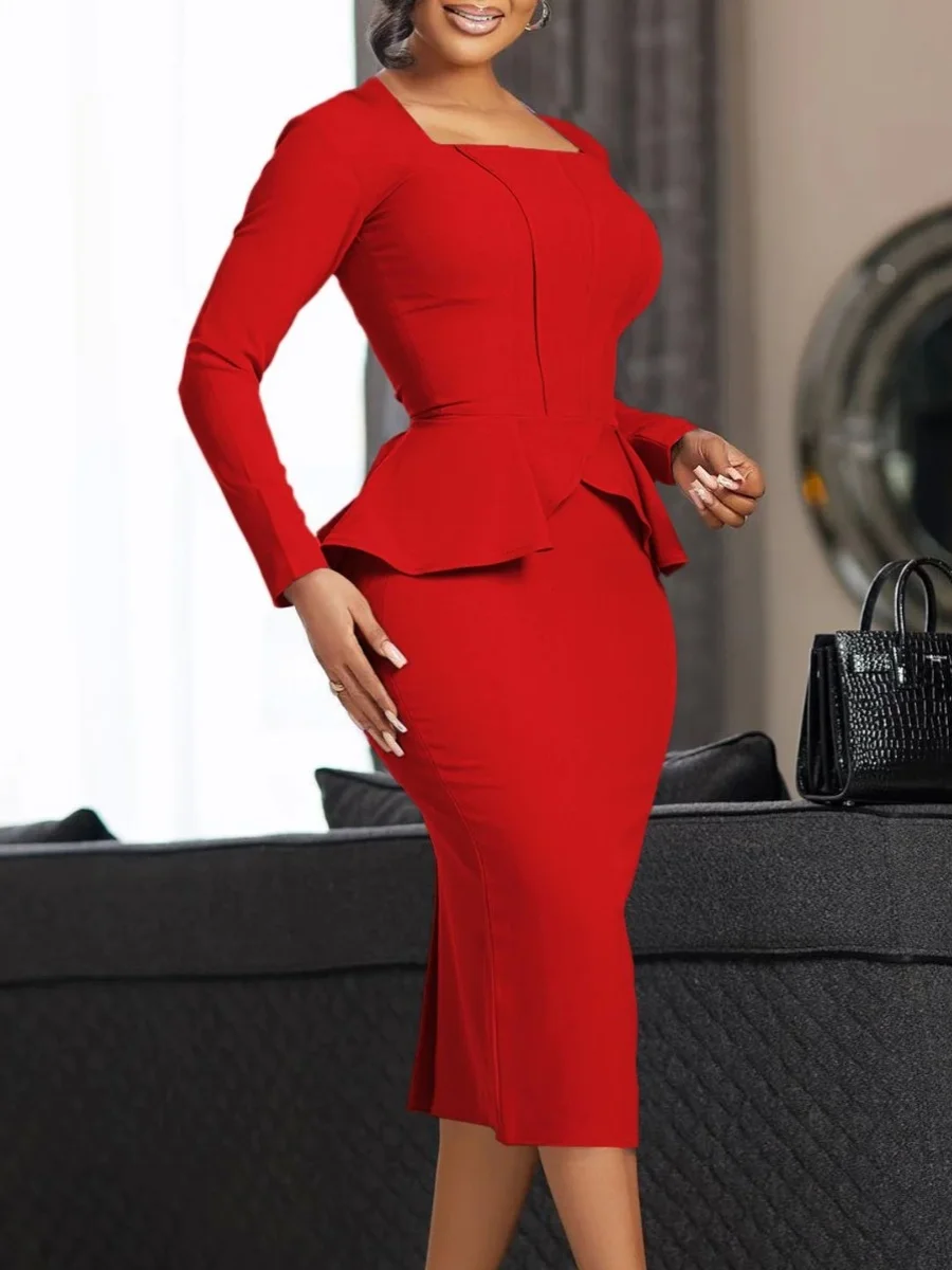 Pure Color Long Sleeve Ruffled Dress Women's Summer Basic Style Square Collar Other Material 100% Long Sleeve Dress
Pure Color Long Sleeve Ruffled Dress Women's Summer Basic Style Square Collar Other Material 100% Long Sleeve Dress