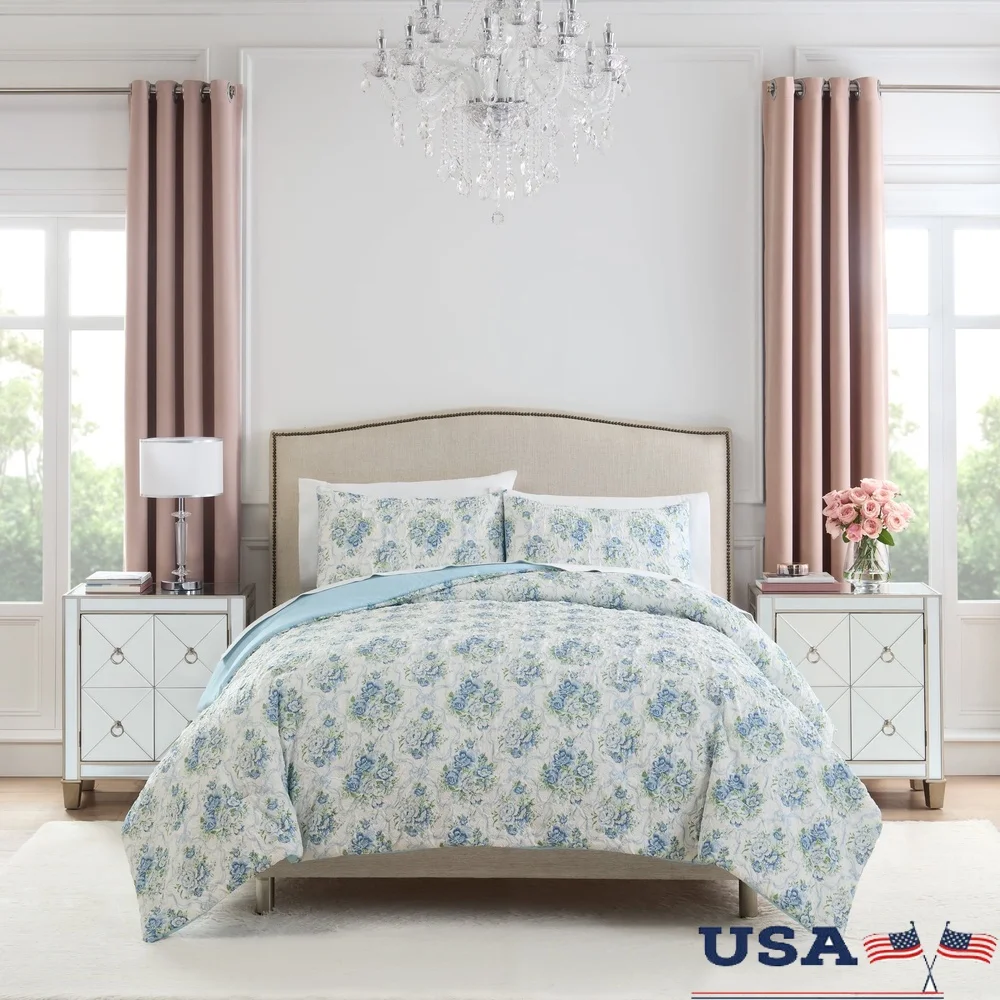 3-Piece Floral Comforter Set Full Queen Soft Quilted Microfiber Textured Bedding Easy Care Oeko-Tex Standard Reversible Shams
3-Piece Floral Comforter Set Full Queen Soft Quilted Microfiber Textured Bedding Easy Care Oeko-Tex Standard Reversible Shams