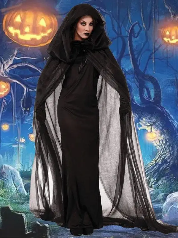 Halloween Black Witch Reaper Robe Women's Costume Traditional Chinese Stage Performance Clothing Ghostly Outfit for Parties
Halloween Black Witch Reaper Robe Women's Costume Traditional Chinese Stage Performance Clothing Ghostly Outfit for Parties