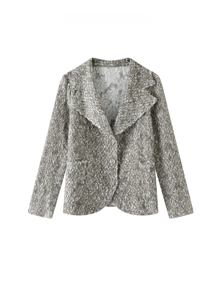 Casual Pure Color Pleated Suit Jacket Women's Spring Fashion Simple Style Long Sleeve Collarless Coat Warm Polyester Fiber
Casual Pure Color Pleated Suit Jacket Women's Spring Fashion Simple Style Long Sleeve Collarless Coat Warm Polyester Fiber