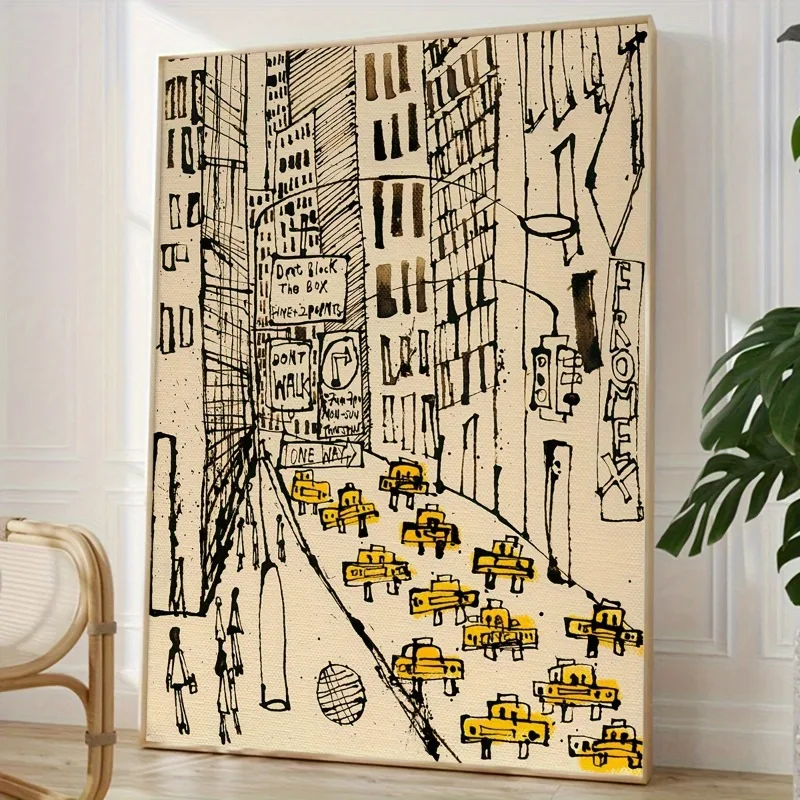 New York Cityscape Canvas Art Print Unframed, Vintage-Inspired Yellow Car Wall Decor Poster, Modern Minimalism Style, Room Decor 
New York Cityscape Canvas Art Print Unframed, Vintage-Inspired Yellow Car Wall Decor Poster, Modern Minimalism Style, Room Decor