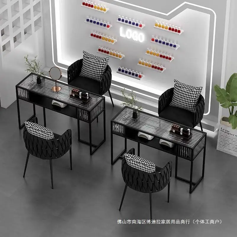 New Nordic manicure table and chair set Fashion Network single double nail salon special table chair glass combination
New Nordic manicure table and chair set Fashion Network single double nail salon special table chair glass combination