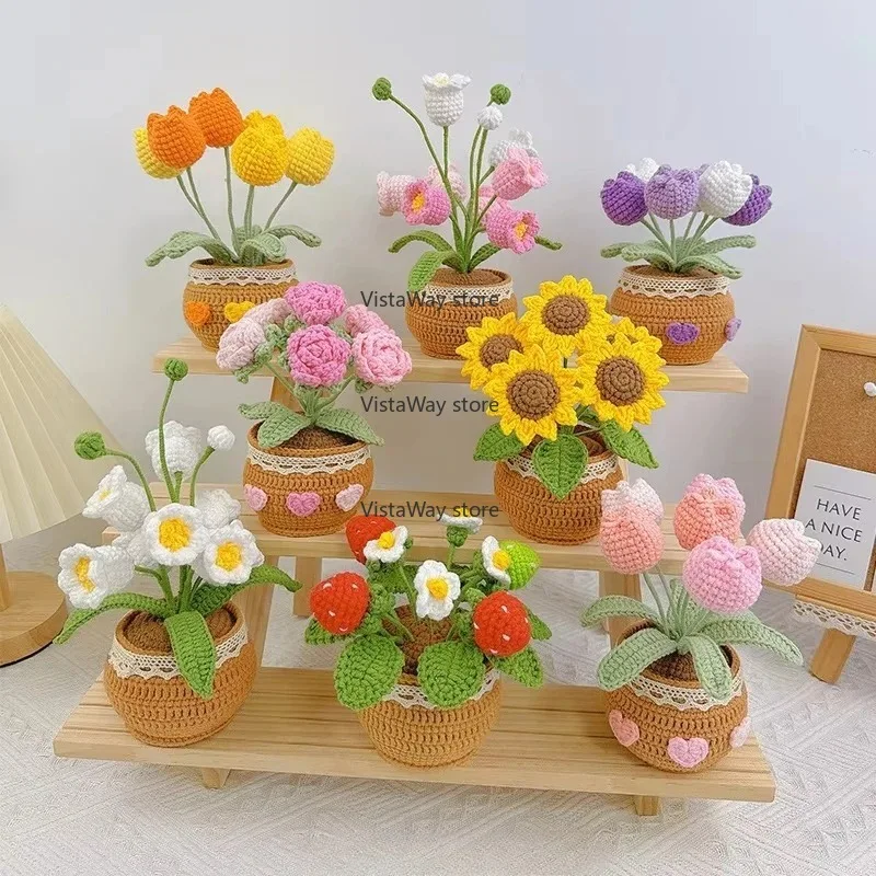 Home Decoration Finished Hand Crochet Potted Flowers Crochet Roses Daisies Sunflowers Potted Plants
Home Decoration Finished Hand Crochet Potted Flowers Crochet Roses Daisies Sunflowers Potted Plants