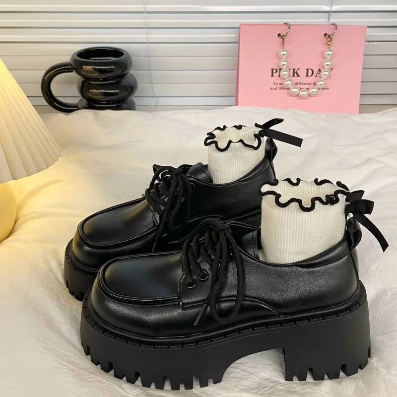 2025 Hot Seller Lace Up Height Increasing Thick Soled Leather Shoes Style Versatile Retro British JK Le Fu Small Leather Shoes 
2025 Hot Seller Lace Up Height Increasing Thick Soled Leather Shoes Style Versatile Retro British JK Le Fu Small Leather Shoes