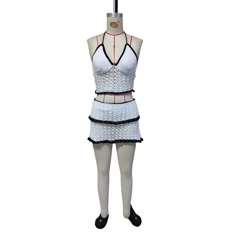 Summer New Sexy Hollowed-out Backless Neck Drawstring Lace Holiday Cute Knitted Dress Sets 2026 European American Cross-border
Summer New Sexy Hollowed-out Backless Neck Drawstring Lace Holiday Cute Knitted Dress Sets 2026 European American Cross-border