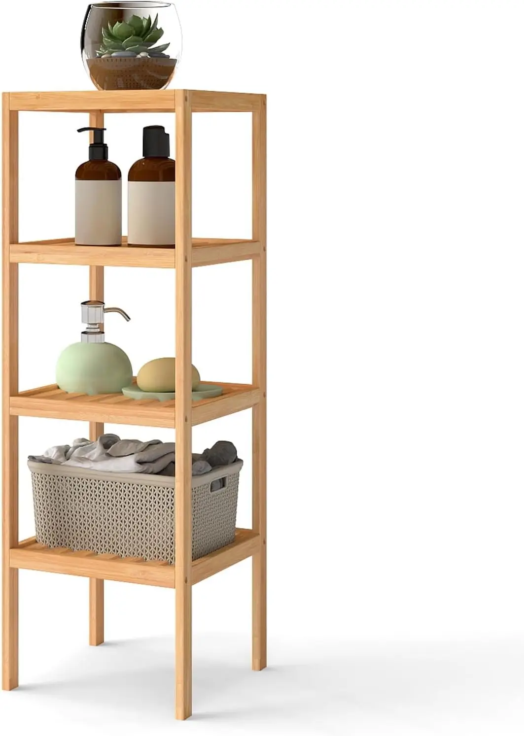 4-Tier Bamboo Shelf Organizer for Bathroom, Kitchen & Living Room - Space-Saving Corner Rack
4-Tier Bamboo Shelf Organizer for Bathroom, Kitchen & Living Room - Space-Saving Corner Rack