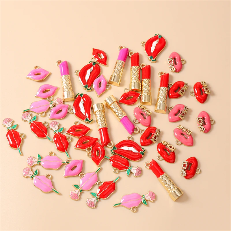 10pcs Cute Mix Enamel Red Lip Lipstick Charms Pendants for Making Drop Earrings Necklaces Bracelet DIY Craft Jewelry Accessories
10pcs Cute Mix Enamel Red Lip Lipstick Charms Pendants for Making Drop Earrings Necklaces Bracelet DIY Craft Jewelry Accessories