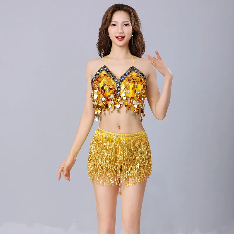 Stage Costumes Sequined Tassel Skirt Festival Performance Clothes Belly Dance Sequined Party Dance Clothes
Stage Costumes Sequined Tassel Skirt Festival Performance Clothes Belly Dance Sequined Party Dance Clothes