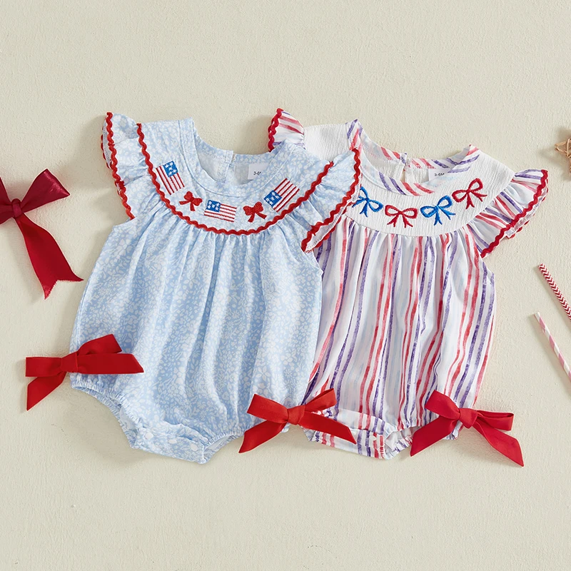Lioraitiin Baby Girl Patriotic Romper Casual Striped Floral Print Embroidery Fly Sleeves Jumpsuit for Newborn Cute Clothes
Lioraitiin Baby Girl Patriotic Romper Casual Striped Floral Print Embroidery Fly Sleeves Jumpsuit for Newborn Cute Clothes