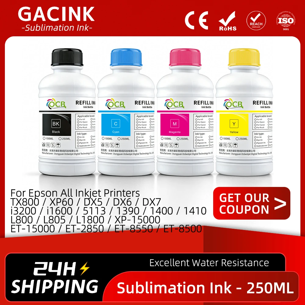 250ML 4Colors Sublimation Ink DX5 TX800 i3200 i1600 L1800 1390 R1900 L800 XP600 L805 XP-15000 ET-8500 Heat Press Transfer Ink
250ML 4Colors Sublimation Ink DX5 TX800 i3200 i1600 L1800 1390 R1900 L800 XP600 L805 XP-15000 ET-8500 Heat Press Transfer Ink
