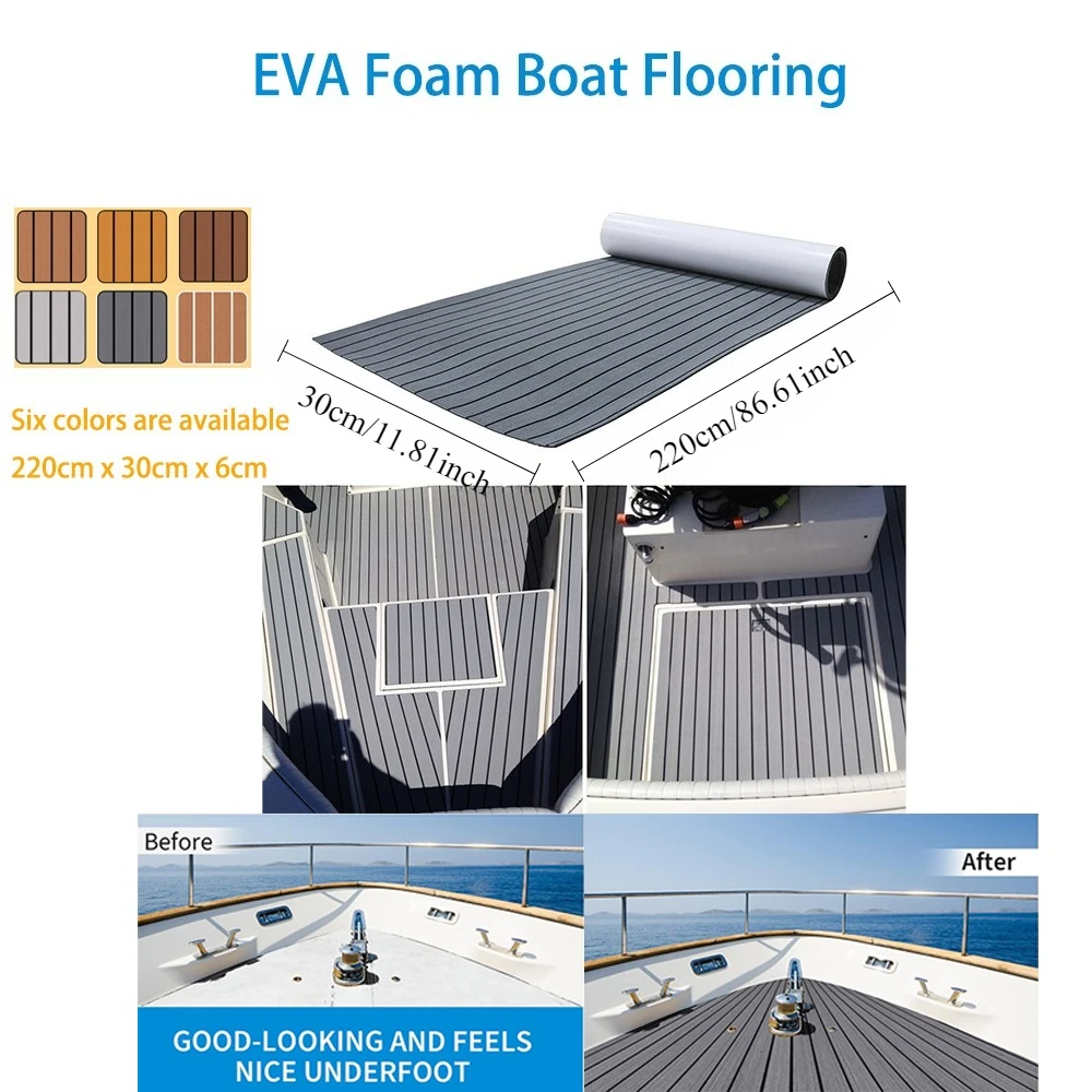 Self-Adhesive 2200x300x6mm EVA Foam Marine Flooring Faux Boat Decking Sheet Accessories Marine 86.61 in × 11.81 in × 0.24 in
Self-Adhesive 2200x300x6mm EVA Foam Marine Flooring Faux Boat Decking Sheet Accessories Marine 86.61 in × 11.81 in × 0.24 in