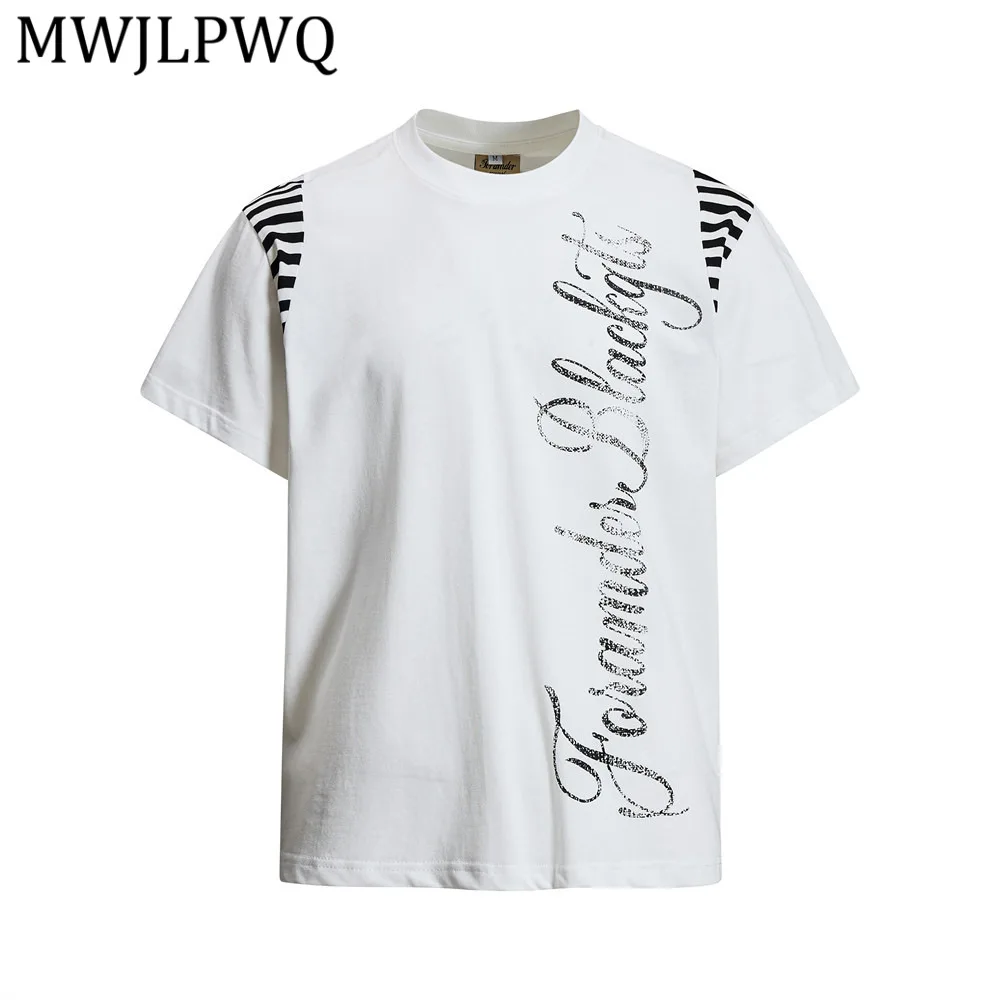MWJLPWQ American Street Style Letter Print Short-Sleeve T-Shirt Men Summer Round Neck Casual Striped Patchwork Cotton Tee 16105
MWJLPWQ American Street Style Letter Print Short-Sleeve T-Shirt Men Summer Round Neck Casual Striped Patchwork Cotton Tee 16105