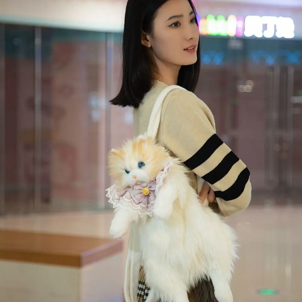 Long-haired Fluffy Cat Doll Backpack Super Realistic Bow Tie Plush Cat Backpack Removable Shoulder Strap Handmade
Long-haired Fluffy Cat Doll Backpack Super Realistic Bow Tie Plush Cat Backpack Removable Shoulder Strap Handmade