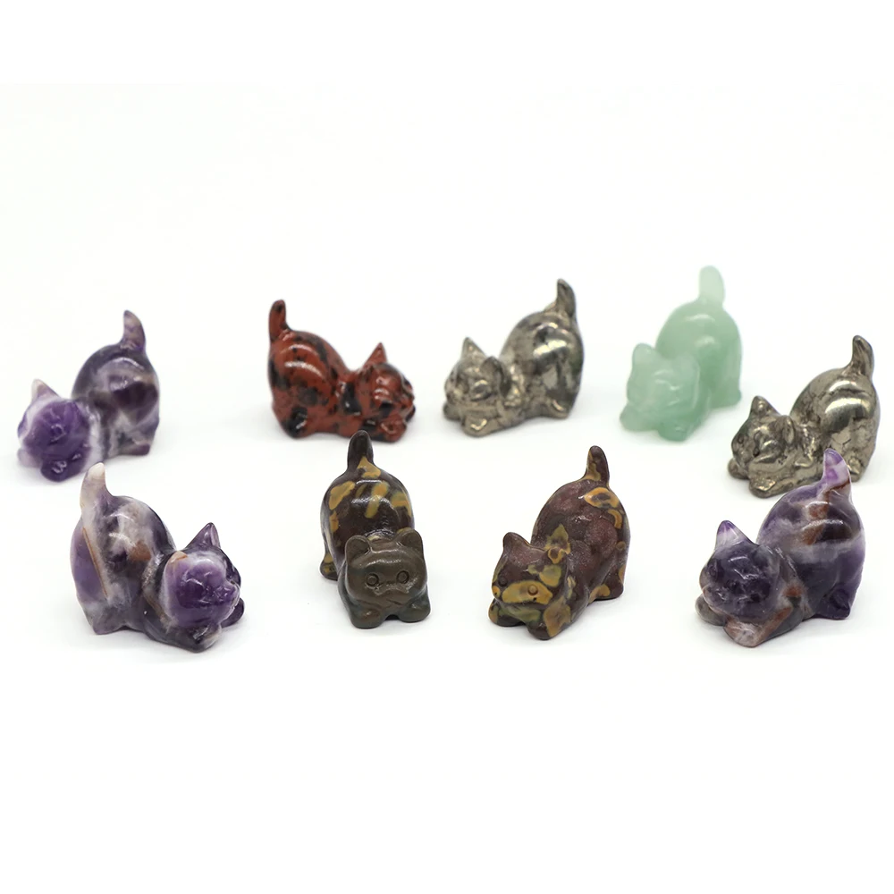Cute Stretched Cat Figure Natural Stones Kitten Statue Room Decor Miniature Animal Crystal Figurines Landscaping Home Ornament
Cute Stretched Cat Figure Natural Stones Kitten Statue Room Decor Miniature Animal Crystal Figurines Landscaping Home Ornament