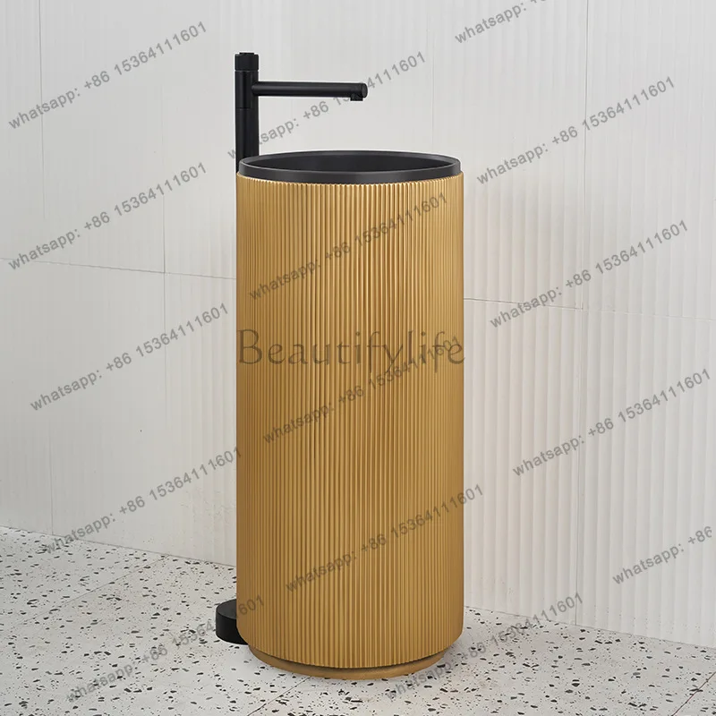 Nordic simple artificial stone floor-standing vertical integrated basin column-type household art washbasin
Nordic simple artificial stone floor-standing vertical integrated basin column-type household art washbasin