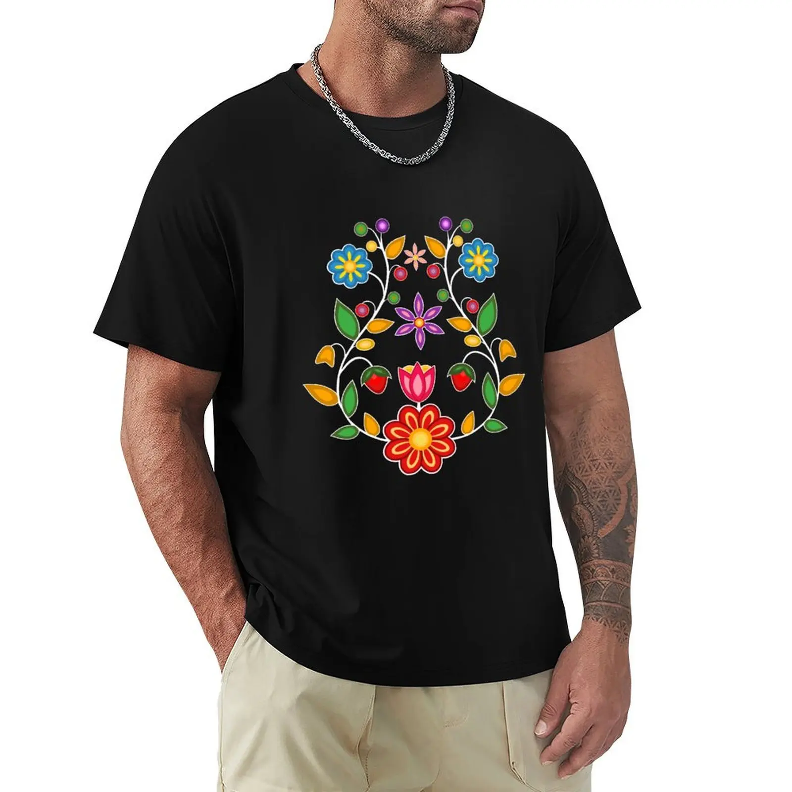 Ojibwe Flowers Pattern T-Shirt Casual Daily Wear Short Sleeve Top
Ojibwe Flowers Pattern T-Shirt Casual Daily Wear Short Sleeve Top
