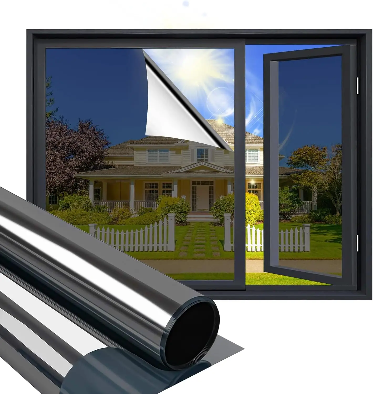One Way Daytime Window Film Privacy Mirror Effect Self-Adhesive Tint for Home Office UV Heat Control 17.5x78.7in
One Way Daytime Window Film Privacy Mirror Effect Self-Adhesive Tint for Home Office UV Heat Control 17.5x78.7in