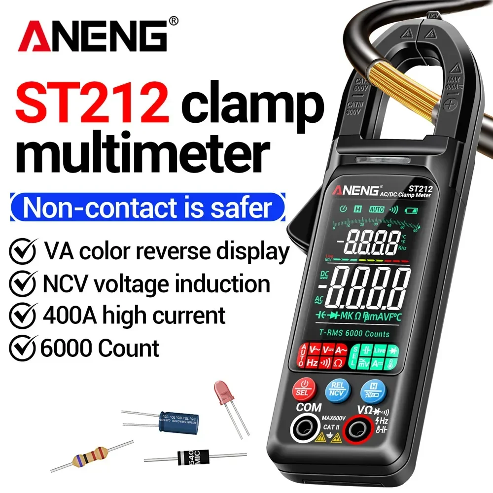 ANENG ST212 Clamp Meter 400A Ammeter 6000 Counts Test 600V Voltmeter Tester VA Color Reverse Hz Capacitance NCV Ohm Tools
ANENG ST212 Clamp Meter 400A Ammeter 6000 Counts Test 600V Voltmeter Tester VA Color Reverse Hz Capacitance NCV Ohm Tools