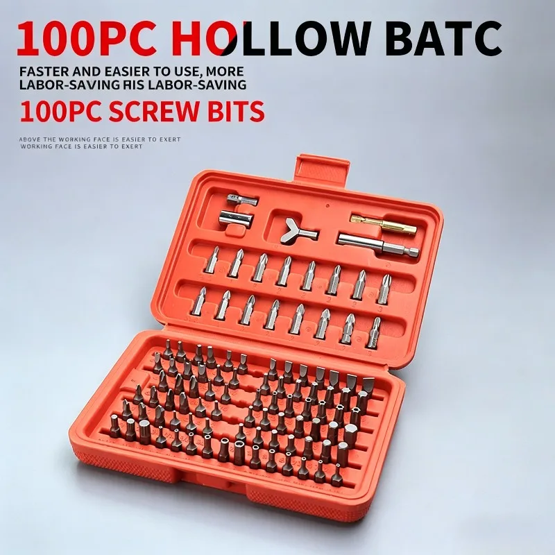 100PCS Screwdriver Bit Set, Hollow Security Bit Kit with Extension Bar for Drill & Home,Auto,Workshop Use Repair Hand Tools
100PCS Screwdriver Bit Set, Hollow Security Bit Kit with Extension Bar for Drill & Home,Auto,Workshop Use Repair Hand Tools