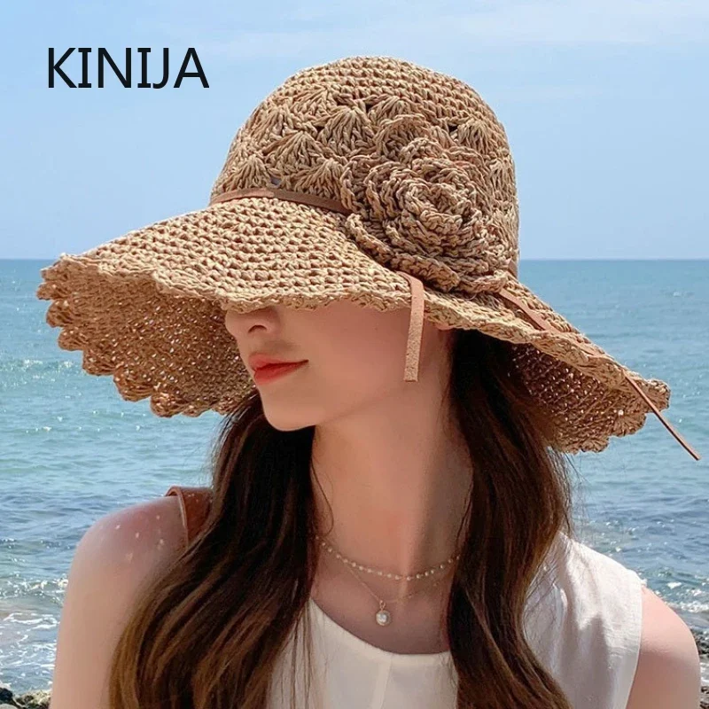 Women's Summer Beach Straw Hat Foldable Sun Protection Wide Brim Sun Hat Bowknot Flowers Ribbon Panama Outdoor Soft Headwear
Women's Summer Beach Straw Hat Foldable Sun Protection Wide Brim Sun Hat Bowknot Flowers Ribbon Panama Outdoor Soft Headwear