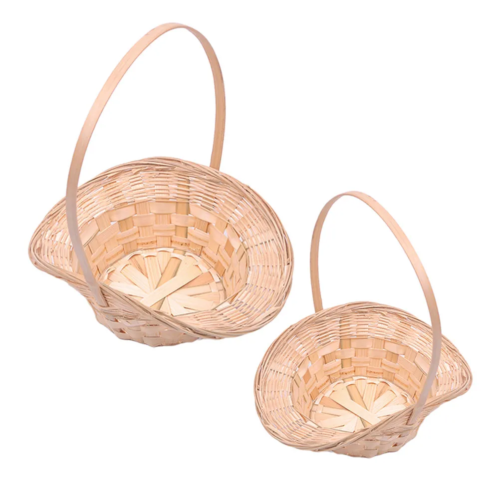 2Pcs Flower Baskets Handwoven Bamboo Rustic Design Portable Handle for Wedding Picnic Garden Fruit Storage Decorative Use
2Pcs Flower Baskets Handwoven Bamboo Rustic Design Portable Handle for Wedding Picnic Garden Fruit Storage Decorative Use