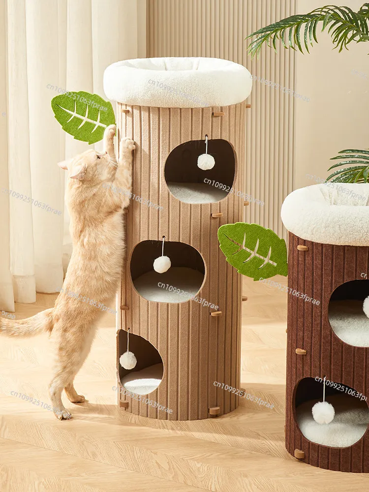 Four-season universal cat climbing frame, integrated cat nest, multi-layer cat tree hole, double-layer warm escape house
Four-season universal cat climbing frame, integrated cat nest, multi-layer cat tree hole, double-layer warm escape house