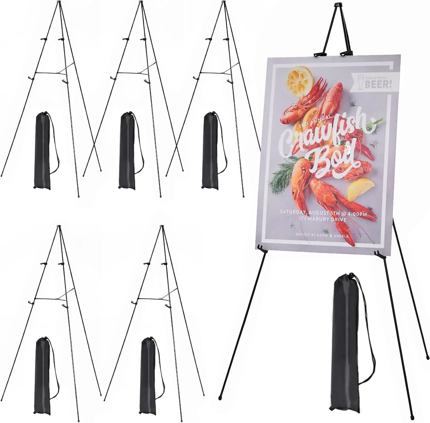 6-Pack Portable Metal Easel Stands with Bag, Adjustable for Signs, Paintings, Presentations - Foldable & Instant Setup
6-Pack Portable Metal Easel Stands with Bag, Adjustable for Signs, Paintings, Presentations - Foldable & Instant Setup