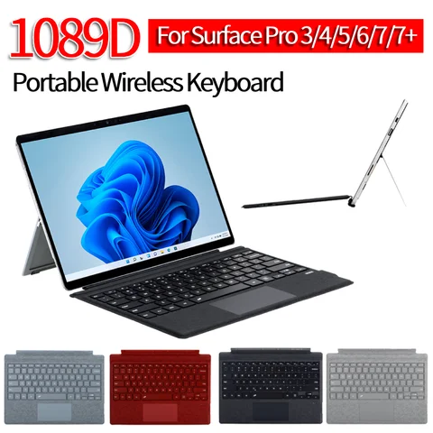 Teclado Trackpad, retroiluminación de 7 colores, teclado táctil BT con Trackpad, teclado inalámbrico para Microsoft Surface Pro 3/4/5/6/7/7 Plus