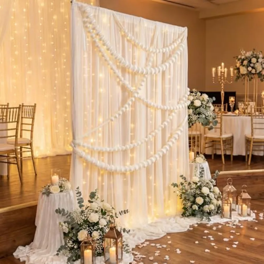 Wedding arch draping fabric for backdrop, pearl-decorated ivory white polyester, 10x10 ft, wrinkle-resistant and lightweight fo
Wedding arch draping fabric for backdrop, pearl-decorated ivory white polyester, 10x10 ft, wrinkle-resistant and lightweight fo
