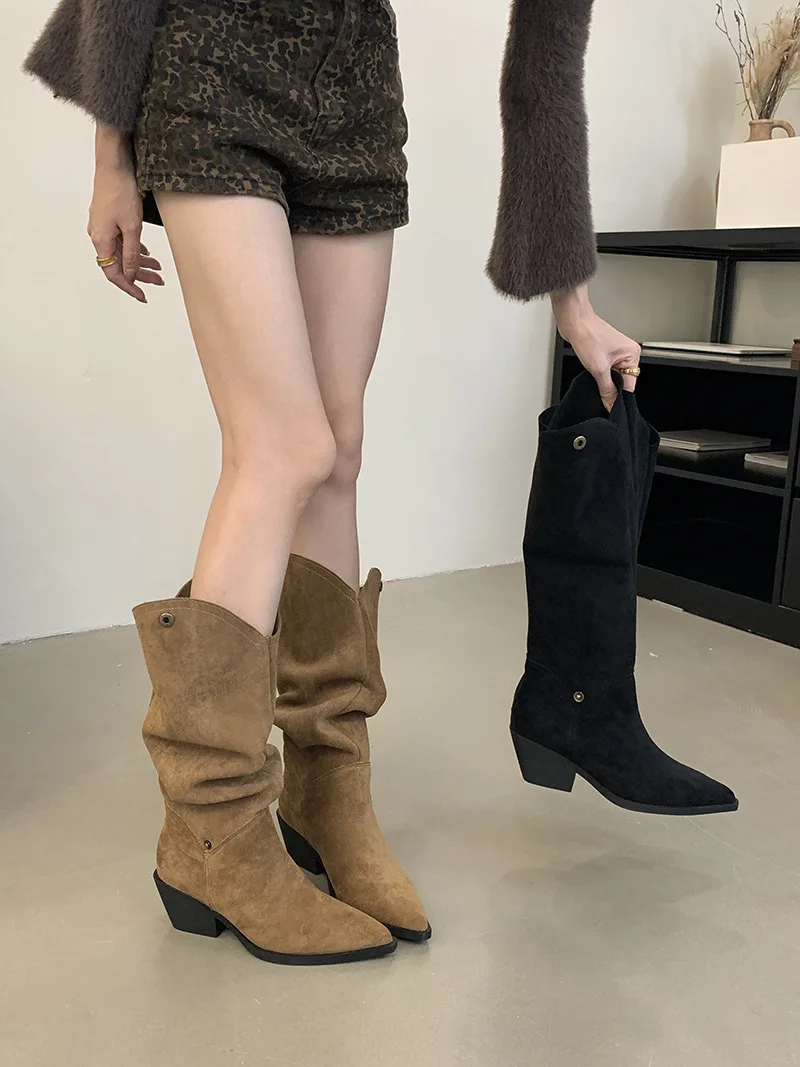 IPPEUM Women Biker Boots Knee High Cowboy Boots Ankel Heel Point Toe Black Western Cowgirl Shoes
IPPEUM Women Biker Boots Knee High Cowboy Boots Ankel Heel Point Toe Black Western Cowgirl Shoes