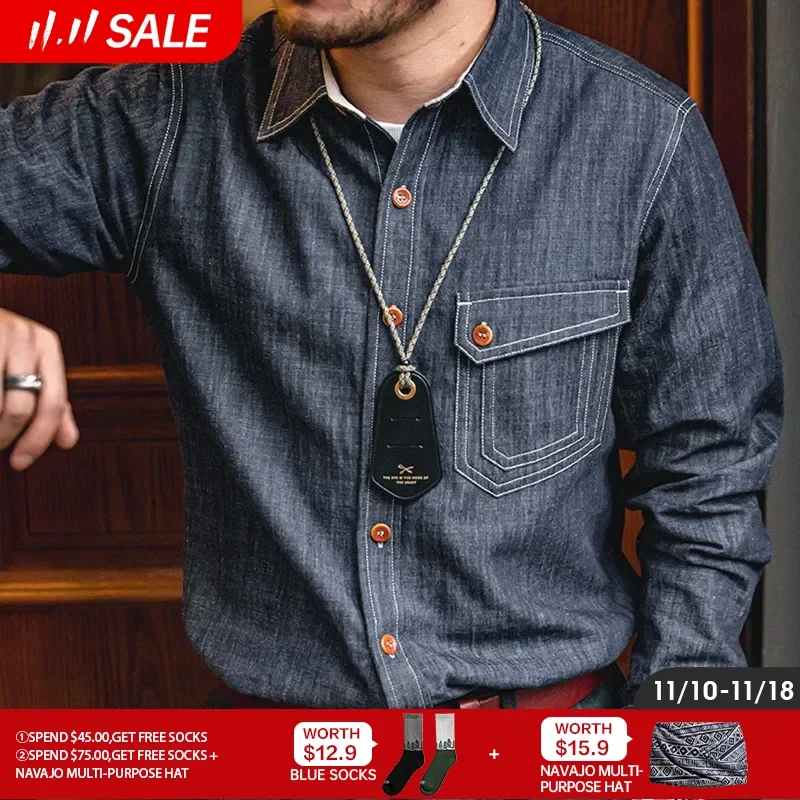 Maden Vintage Denim Jeans Shirts Long Sleeves Brand Quality Men's Cpo Shirt Casual Clothing Retro Amekaji Wear For Male Dropship
Maden Vintage Denim Jeans Shirts Long Sleeves Brand Quality Men's Cpo Shirt Casual Clothing Retro Amekaji Wear For Male Dropship